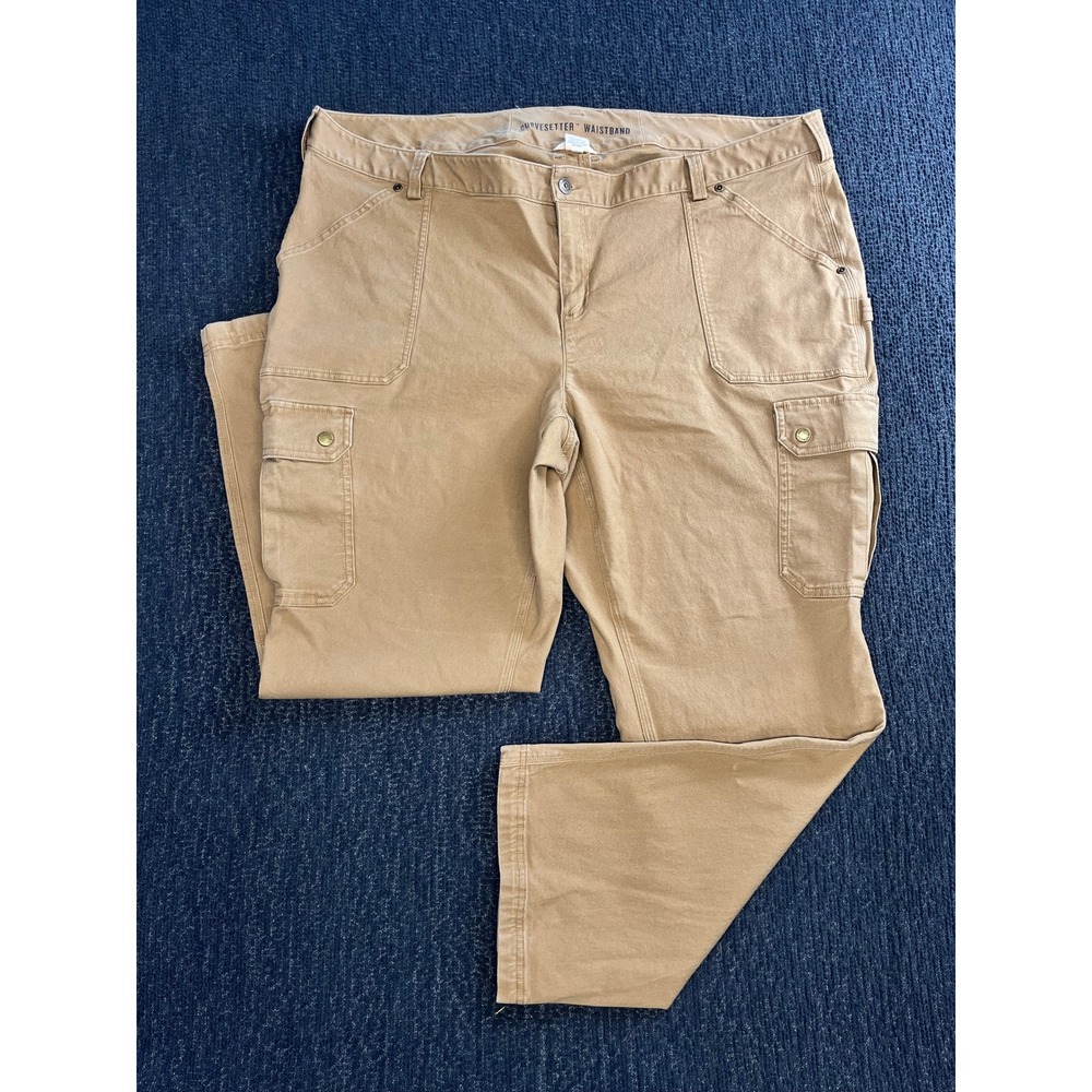 Duluth Trading Co Curvesetter Cargo Pants Tan Khaki Plus 24W x 31 Workwear